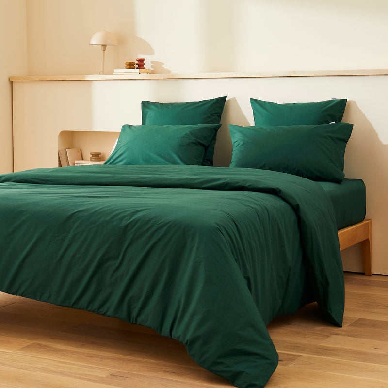 La housse de couette en percale de coton bio - Vert forêt