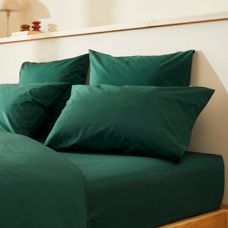 La taie d'oreiller en percale de coton bio - Vert forêt