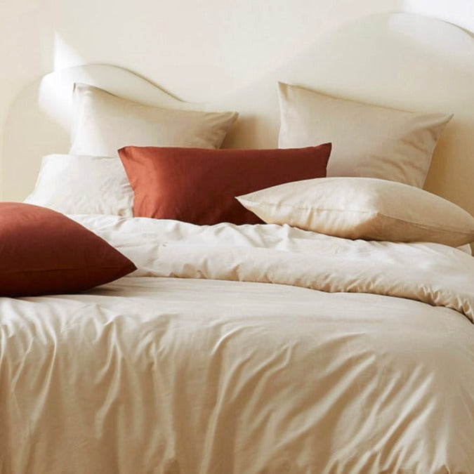 La housse de couette en satin de coton bio - Beige