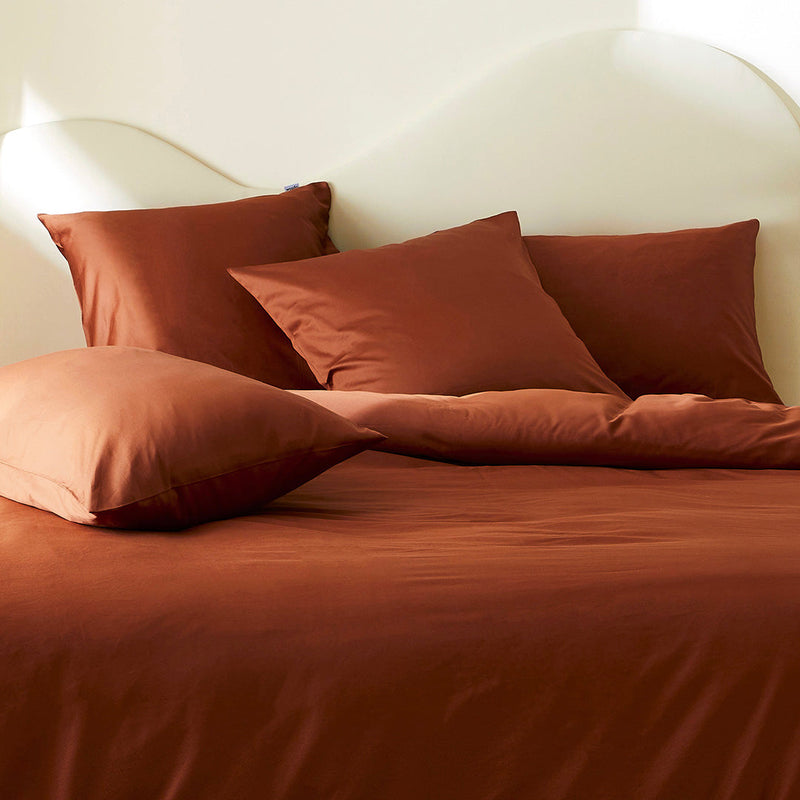 La housse de couette en satin de coton bio - Terracotta