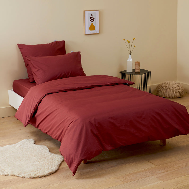 La housse de couette enfant en percale de coton bio - Marsala