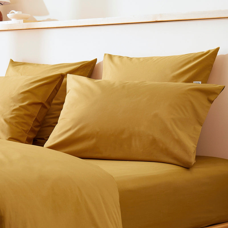 La taie d'oreiller en percale de coton bio - Ocre