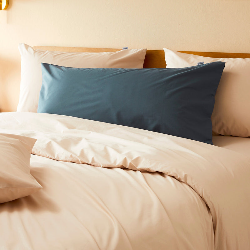 La taie du oli max en percale de coton bio - Bleu ardoise