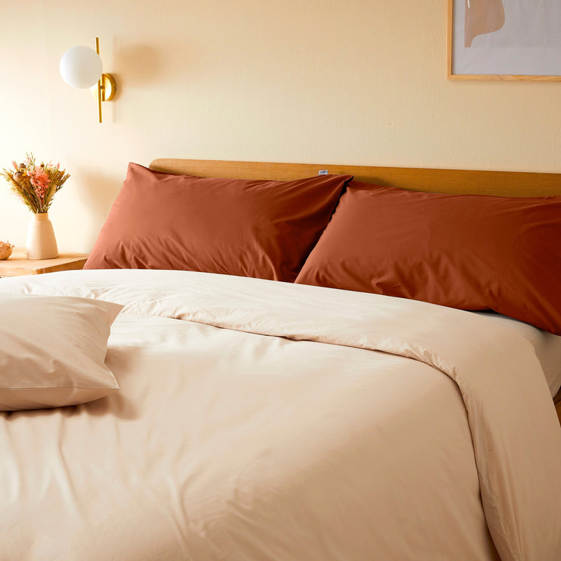 La taie du oli max en percale de coton bio - Terracotta
