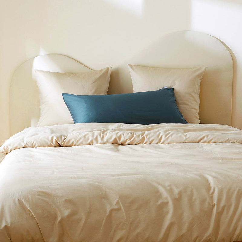 La taie du oli max en satin de coton bio - Bleu ardoise