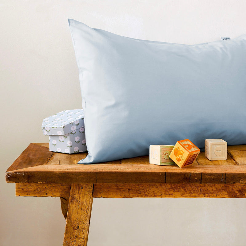 Taie d'oreiller enfant en percale de coton bio - Bleu horizon