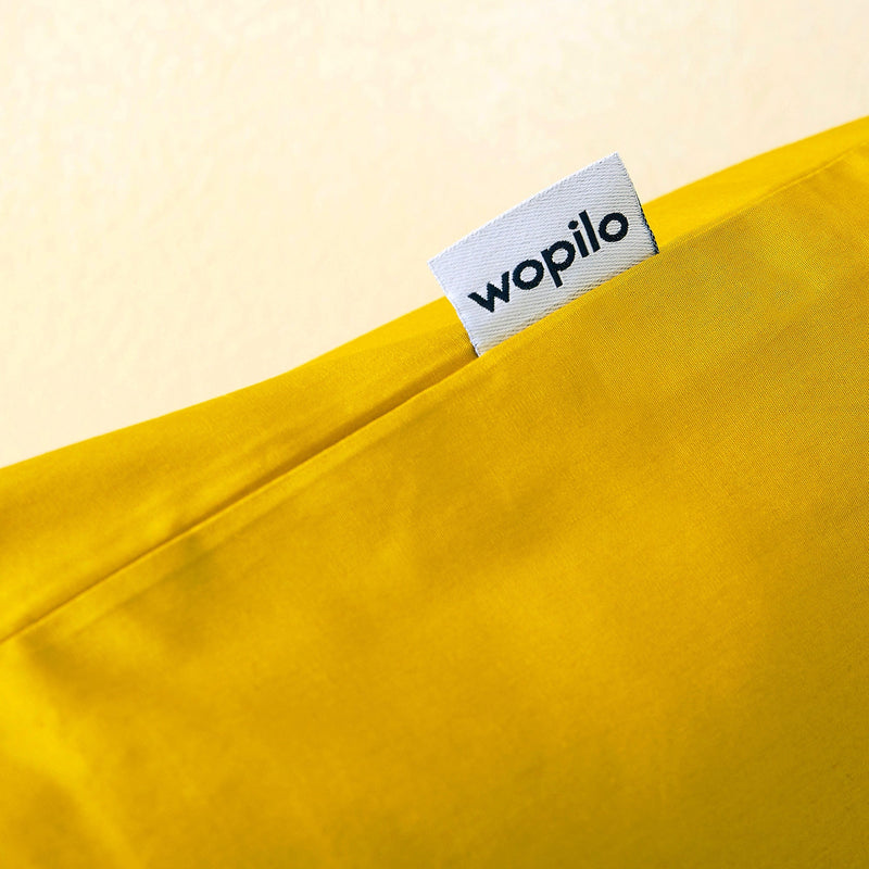 Taie d'oreiller enfant en percale de coton bio - Moutarde