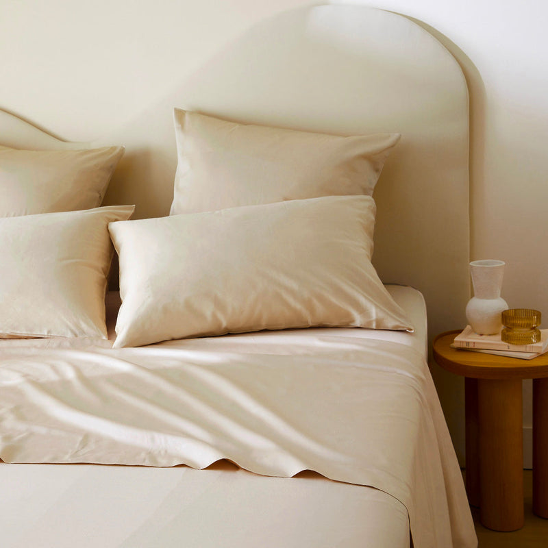 La taie d'oreiller en satin de coton bio - Beige