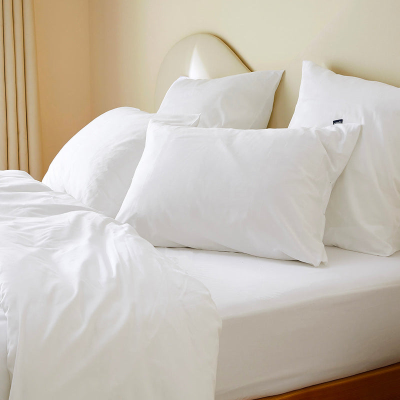 2 taies d'oreiller en satin de coton bio - Blanc