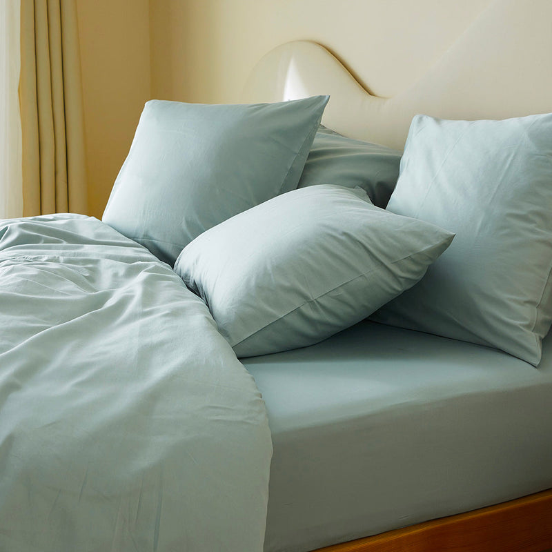 La taie d'oreiller en satin de coton bio - Vert d'eau