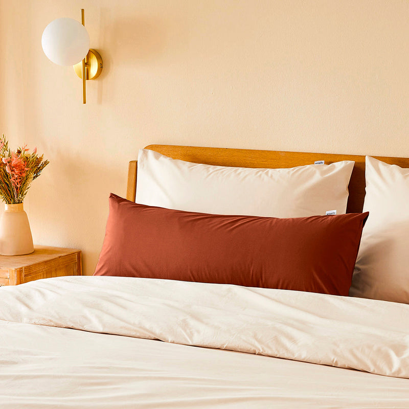 La taie de traversin wonderpilo en percale de coton bio - Terracotta