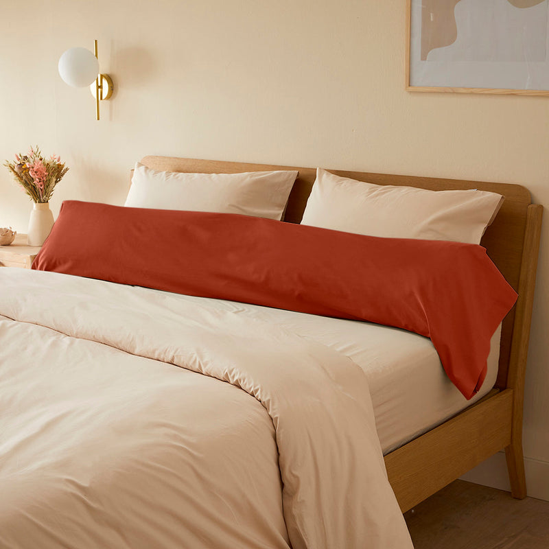 La taie de traversin en percale de coton bio - Terracotta