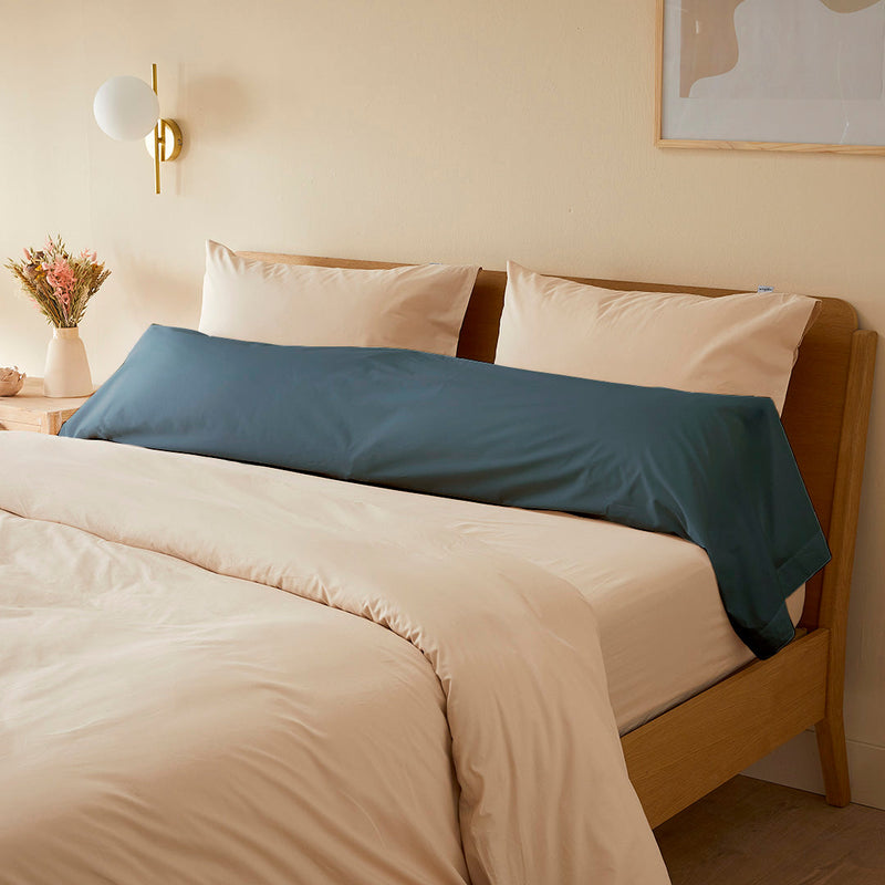 La taie de traversin en percale de coton bio - Bleu ardoise