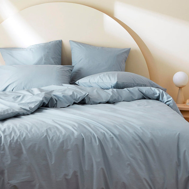 La housse de couette en percale de coton bio - Bleu horizon