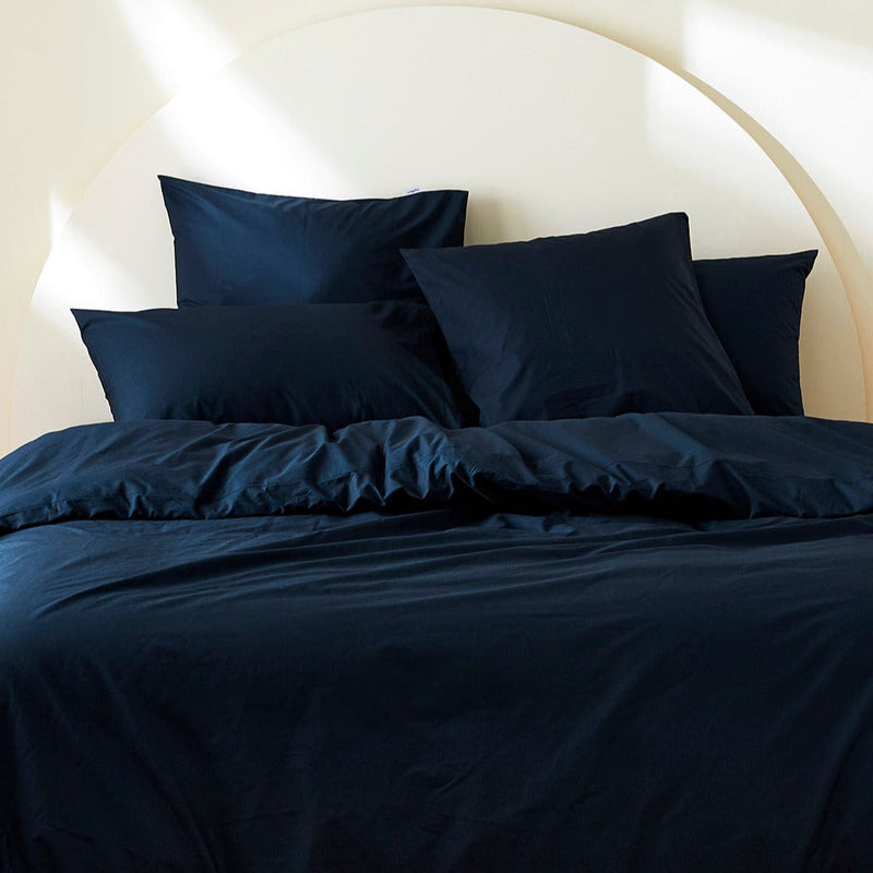 La housse de couette en percale de coton bio - Bleu marine