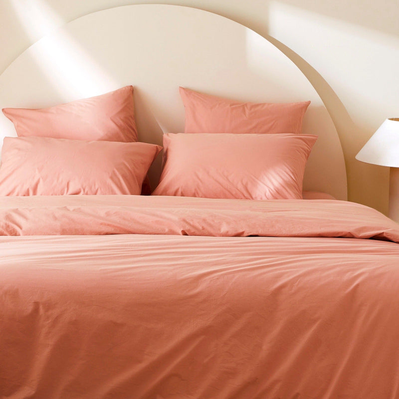 La housse de couette en percale de coton bio - Bois de rose