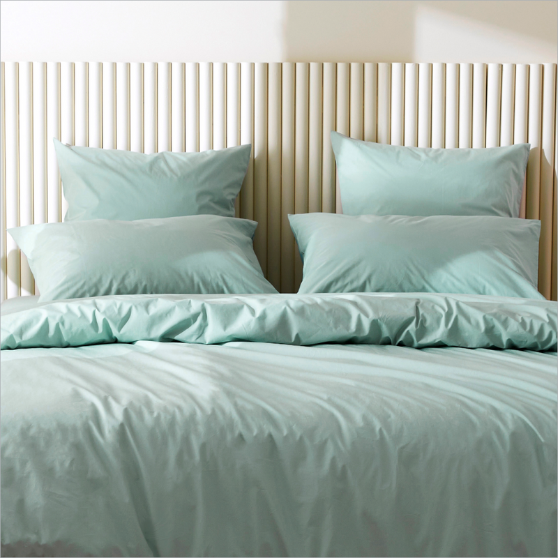 La housse de couette en percale de coton bio - Vert d'eau