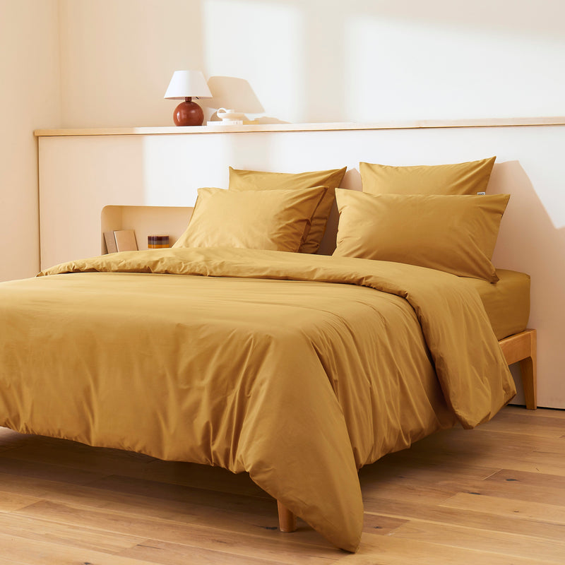 La housse de couette en percale de coton bio - Ocre