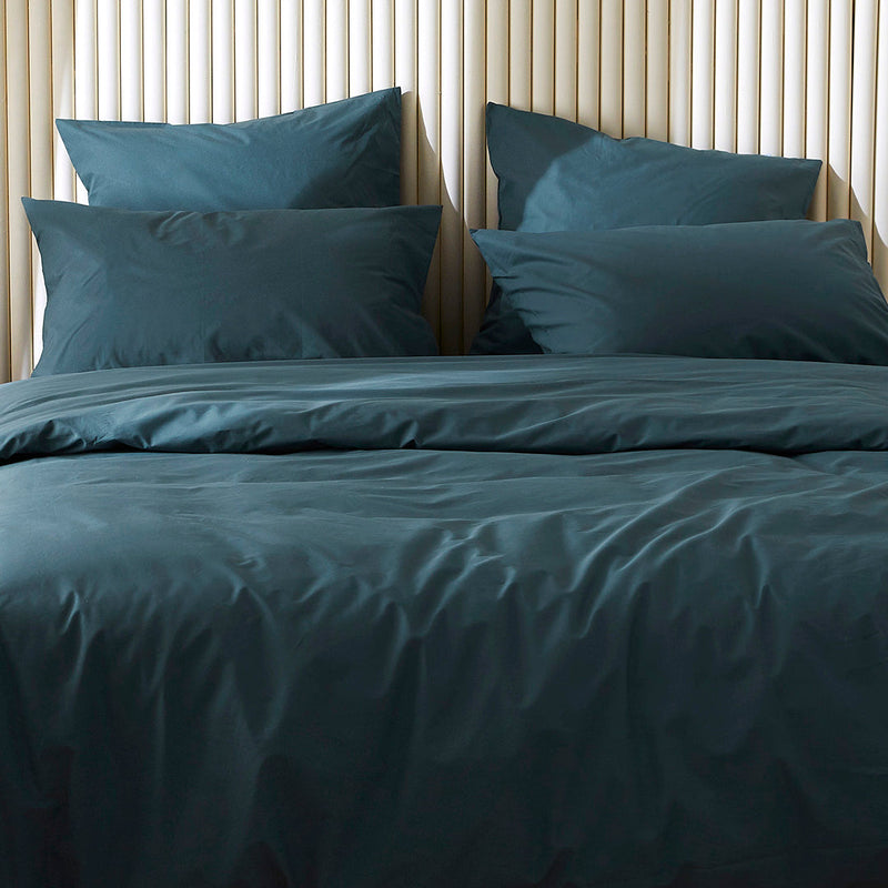 La taie d'oreiller en percale de coton bio - Bleu ardoise