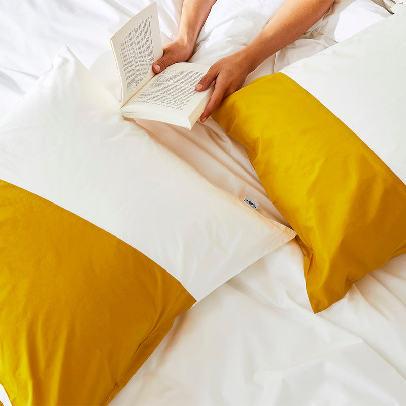 2 taies d'oreiller en percale de coton bio