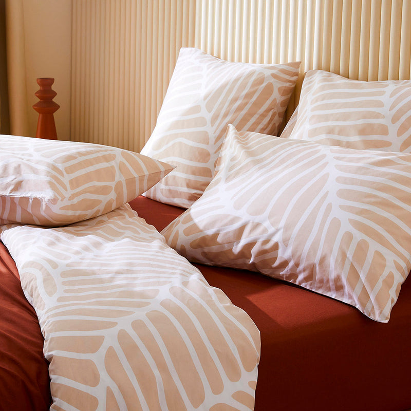 La taie d'oreiller en percale de coton bio - Dunes beige