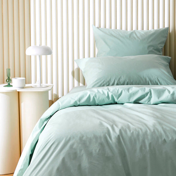 2 taies d'oreiller en percale de coton bio - Vert d'eau