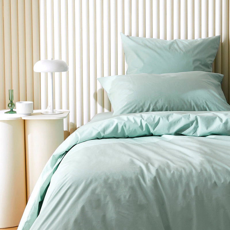 2 taies d'oreiller en percale de coton bio - Vert d'eau